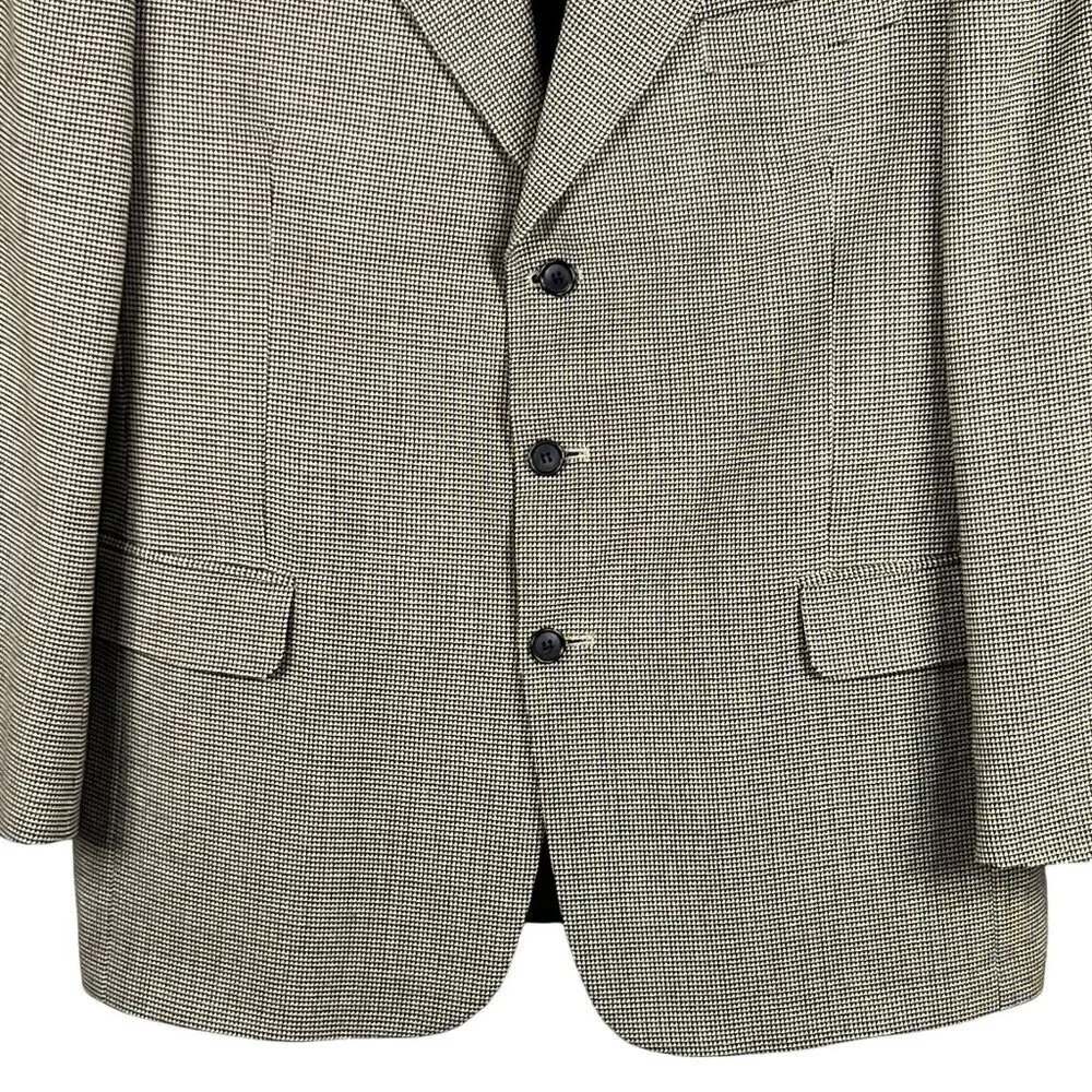 Gianfranco Ruffin Italy Mens 44R Wool Olive Green Houndstooth Blazer Timeless
